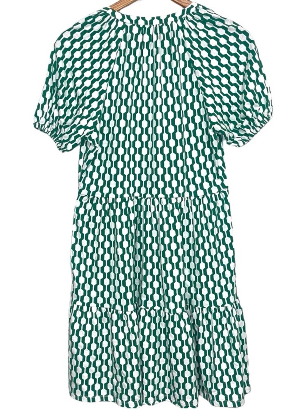 Boden Geo Azure Jersey Mini Dress Green White Tassel Size US 2R - Picture 6 of 11